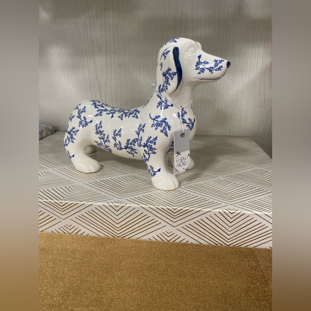 Selena Surrey Blue and White floral Ceramic Dachshund Figurine - Brand new - Picture 5 of 12